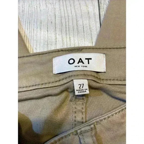 OAT New York Women High Rise Skinny Ankle Jean Tan Stretch Utility Cargo Pockets - Picture 6 of 10